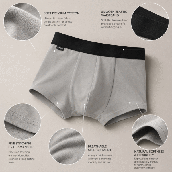 ADEN FOUR Mens Classic Grey Trunk